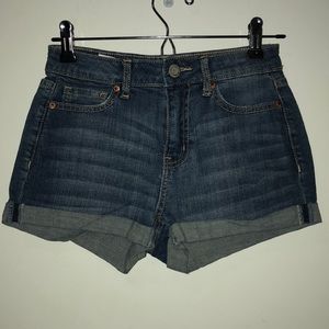 Medium wash high waisted shorties